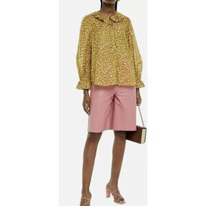 Zimmerman Carnaby Yellow Pink Ruffled Cotton Voile Top Small NWT